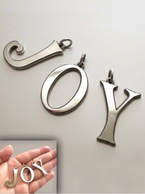 3 James Avery RETIRED pendant letter J O Y joy name